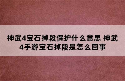 神武4宝石掉段保护什么意思 神武4手游宝石掉段是怎么回事